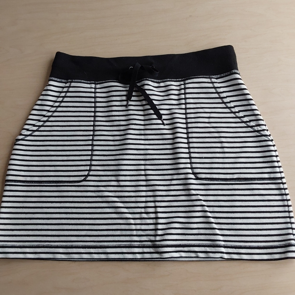 Ideology Black and White Striped Mini Skirt Small